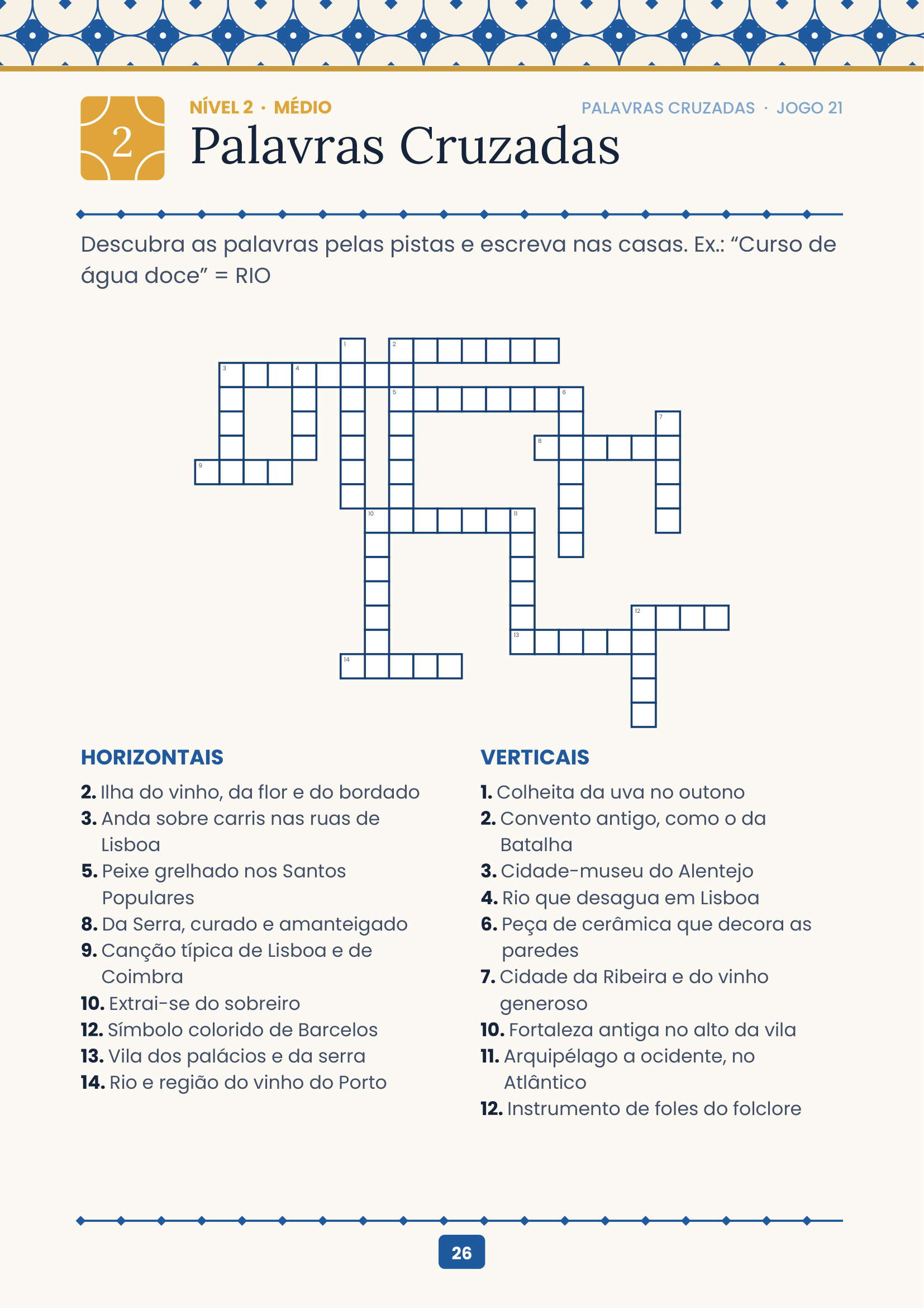 Exemplo de página — Palavras Cruzadas