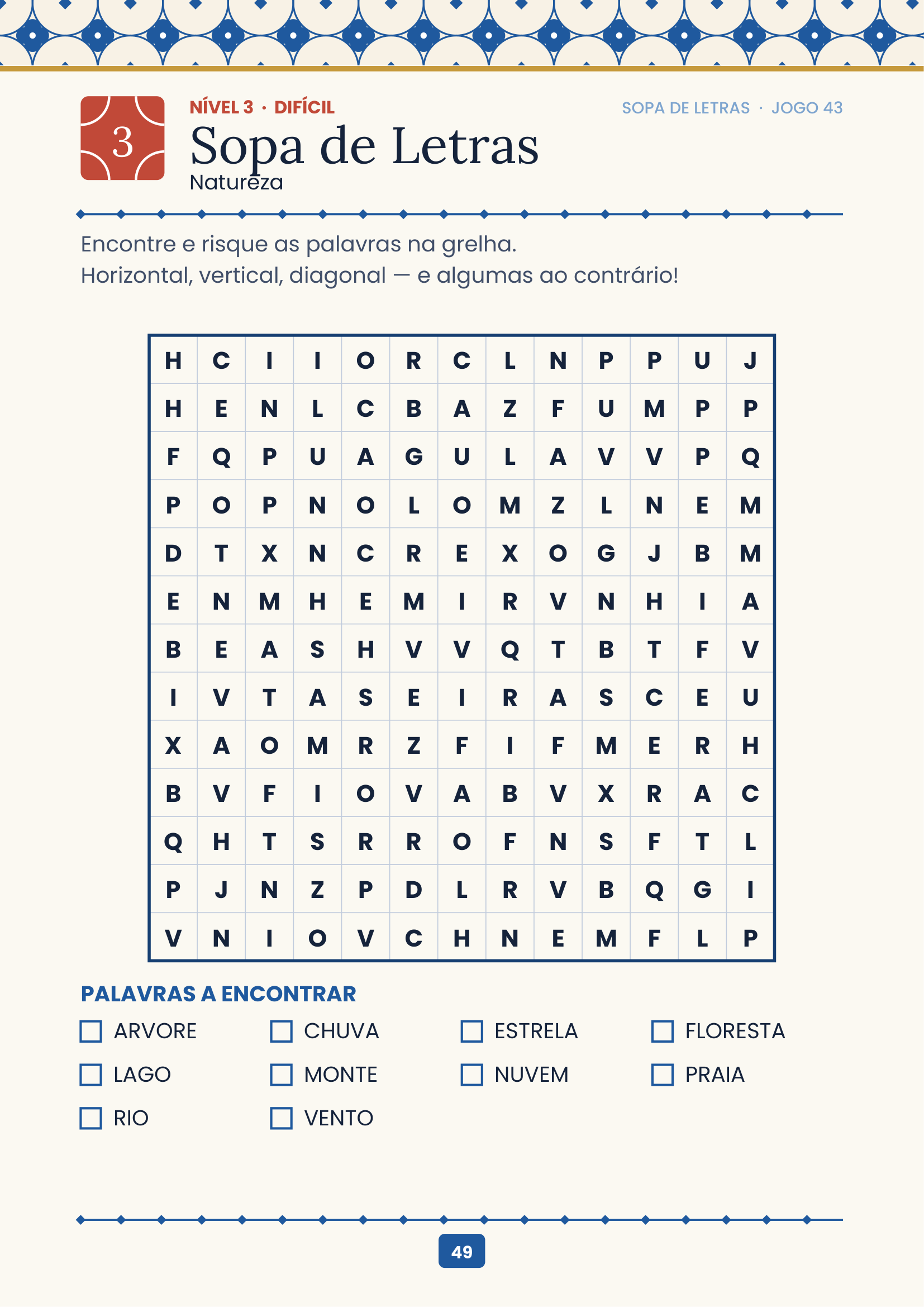 Exemplo de página — Sopa de Letras